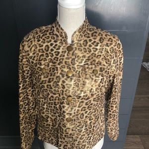 Chico’s Metallic Gold Leopard Jacket sz 1